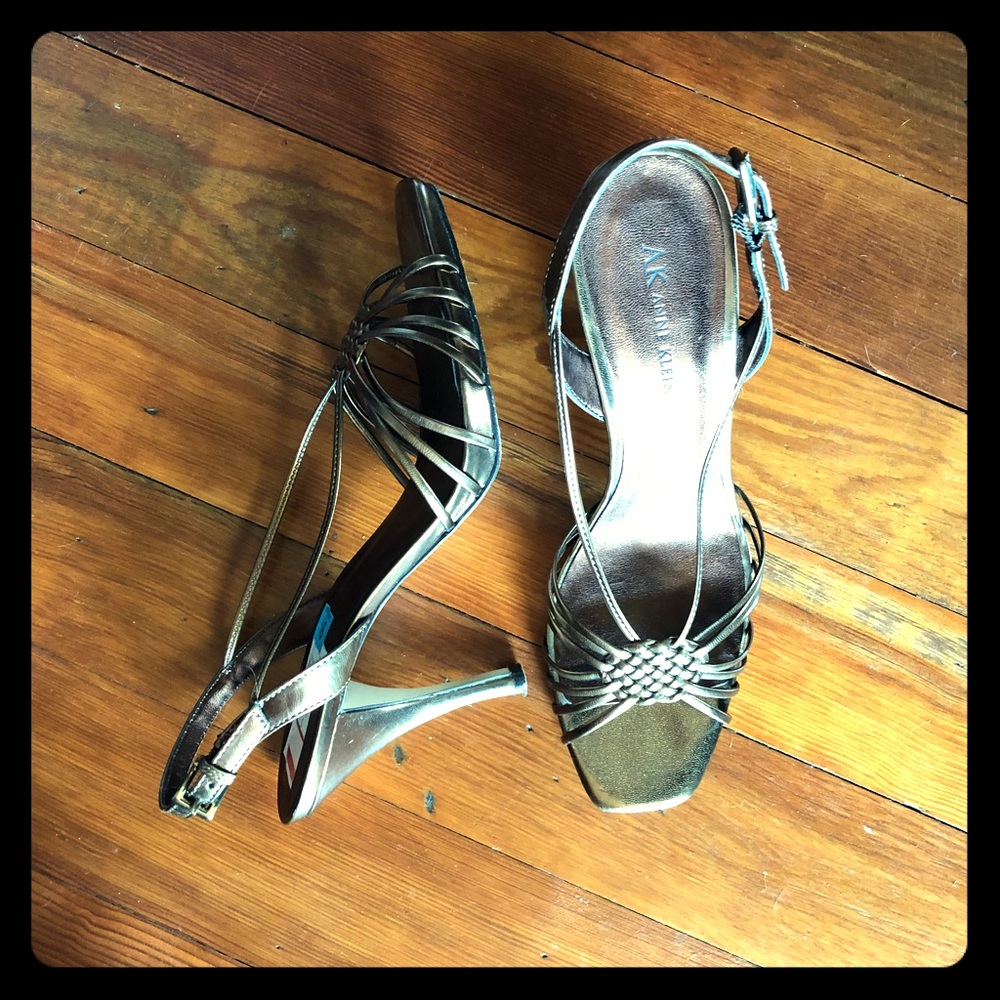 Bronze strappy heels